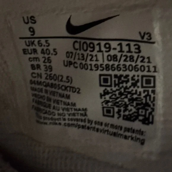 Nike Women’s Air Force 1 White with Light Pink Trim Sneakers - Picture 5 of 6